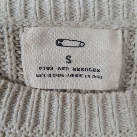 Urban Outfitters Pins & Needles Womens Small Pullover Sweater Beige Lace Bottom - Picture 5 of 8